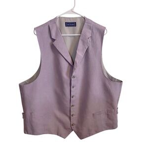 Paul Fredrick Mens Linen Vest Light Lilac Purple Notched Lapel Size 50